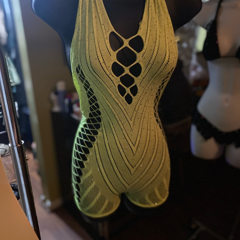 Yellow Crochet Halter Romper